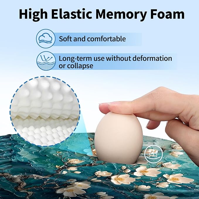 YIWEI Ergonomic Mouse Pad with Wrist Rest - Comfortable Office Mousepad with Memory Foam Wrist Support for Carpal Tunnel Relief, Mouse Pads with Non-Slip Base for Gaming and Home (Plum Plossom)