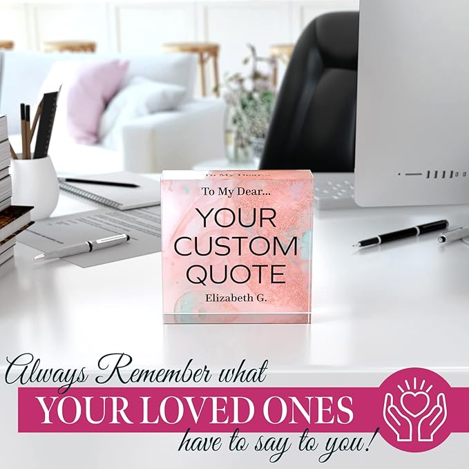 Personalized Gifts, Custom Quote Block Letter Board,Crystal-Clear Acrylic with Gift Box,17 Styles, Holiday and Christmas Gift for Mom, Dad, Girlfriend, Him or Her, Husband, Wife (4"x4, Stella)