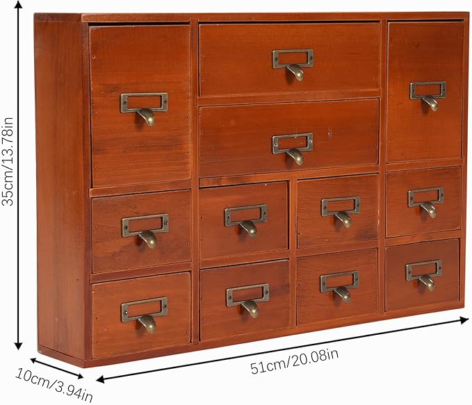 Vintage 12-Drawer Storage Cabinet – Multipurpose Desktop Organizer for Office, Craft & Home