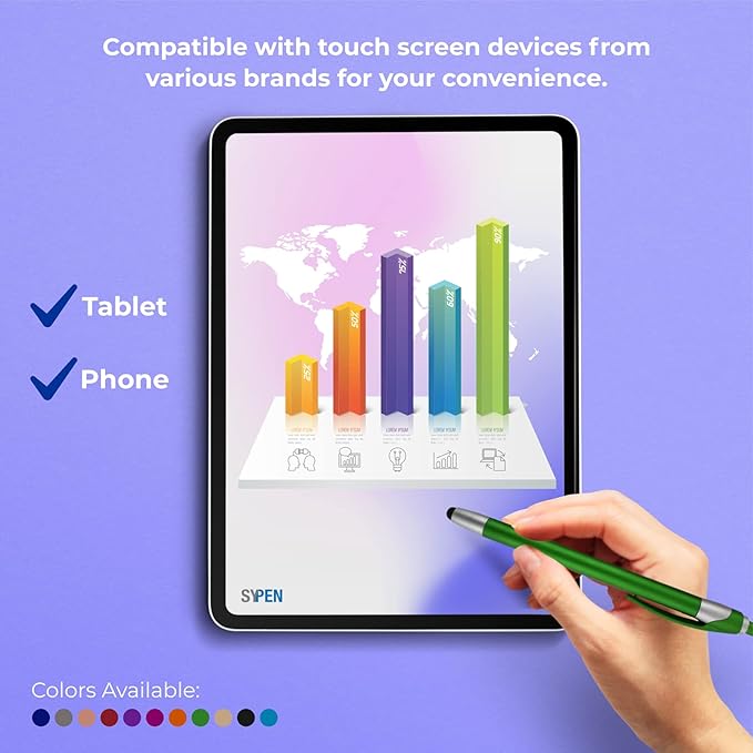 Personalized With your Custom Logo or Text Pens-Pack of 300- for Marketing, Parties, and Events, 2 in 1 Capacitive Stylus & Ballpoint Pen Compatible With Touchscreen Devices, Blue Ink, Orange Pens