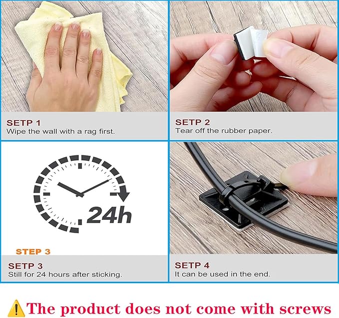 zip tie mounts （100PCS）, adhesive wire clips19.5mm-19.5mm，100PCS 150mm adhesive zip cable tie mounts(Black)