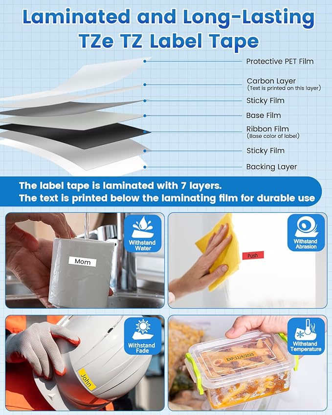 Anycolor Replace for Brother P Touch Label Tape TZe TZ Tape 12mm 0.47 Laminated White TZe-231 Label Maker Tape Compatible with Ptouch PT-D210 PT-D220 PT-H110 PT-D610BT PT-D600 PT-D410 PT-D400, 5p