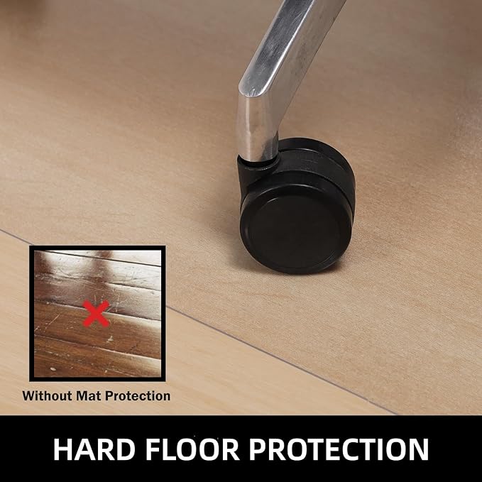 Tydle Chair Mat for Hard Floors, 48" x 60" Chair Mat for Hardwood Floor, Non-Slip Computer Under Desk Plastic Floor Mat for Work Gaming Chairs, Vinyl Hard Floor Protector for Home Office (Clear)