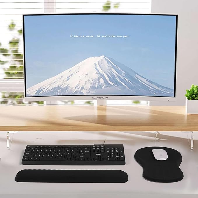 MEKASS Ergonomic Mouse Pad and Keyboard Wrist Rest Set, Super Soft Memory Foam Desk Wrist Support for Computer Keyboard, Non-Slip Arm Palm Rests Cushion for Typing Gaming Office (Light Pink Marble)