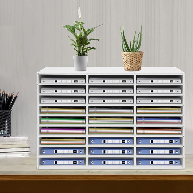 Literature Organizer 27 Slots Compartments Desktop File Sorter Mail Center Paper Storage Cabinet Home & Office Mailbox School Classroom Keepers