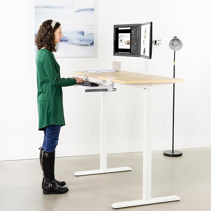 VIVO Large Clamp-on Computer Keyboard and Mouse Under Desk Slider Tray, 27 x 11 inch Pull Out Platform Drawer, White, MOUNT-KB05W