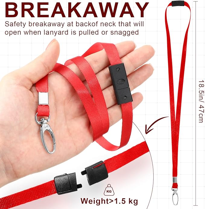 Harloon 150 Pcs Lanyards Breakaway Bulk Neck Flat Lanyard with Detachable Buckle and Clip Swivel Hooks for Badge Holder