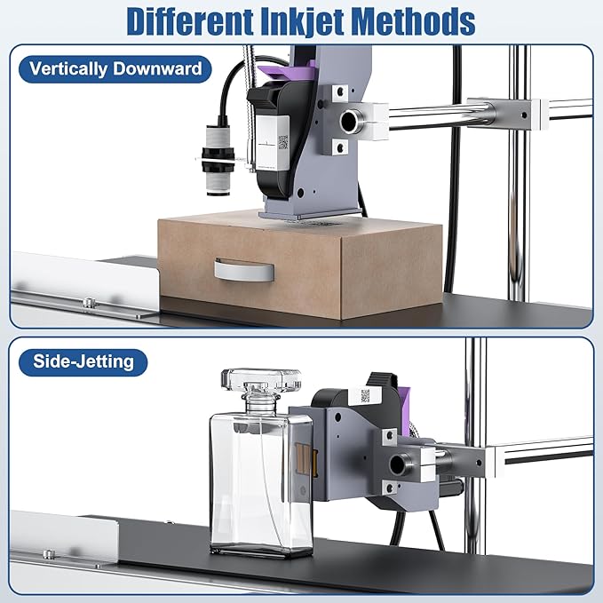 JS350 Automatic Inkjet Coding Machine with Mini Conveyor Belt | 2-12.7mm Industrial Online Inkjet Printer for Expiry Dates, Batch Numbers, Barcodes, QR Codes, Logos & Labels etc.