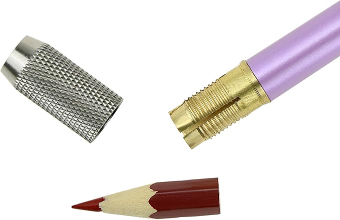 YOUSHARES Aluminum Assorted Colors Pencil Lengthener – Pencil Extender Holder for Colored Pencils in Regular Size (6 Pcs)