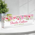 Rose B Acrylic Name Plate - Personalized Desk Name Plate, Employee Appreciation Gift, Office Decor Accessory
