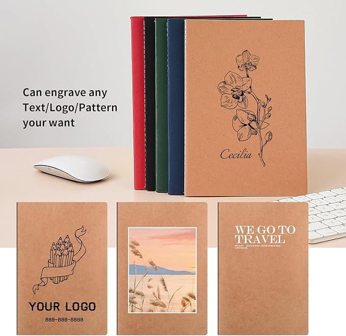 50 Pack Custom Notebooks Bulk - Wholesale Personalized Notebooks with Logo Text & Image, A5 Lined Journals for Promotional Events, Large Corporate Gifts
