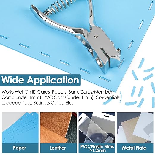 MROCO Hole Punch One Slot Badge Punch for ID Cards, Handheld, No Burrs, Metal Badge Puncher, 15mm x 3mm Hole Size
