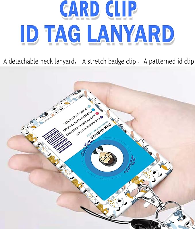 BLOCIT Lanyards for ID Badges and Keys, Funny Badge Reel Retractable with Clip,ID Badge Holder with Breakaway Lanyard, Teacher Nurse Office Gifts（White Puppy Dog）