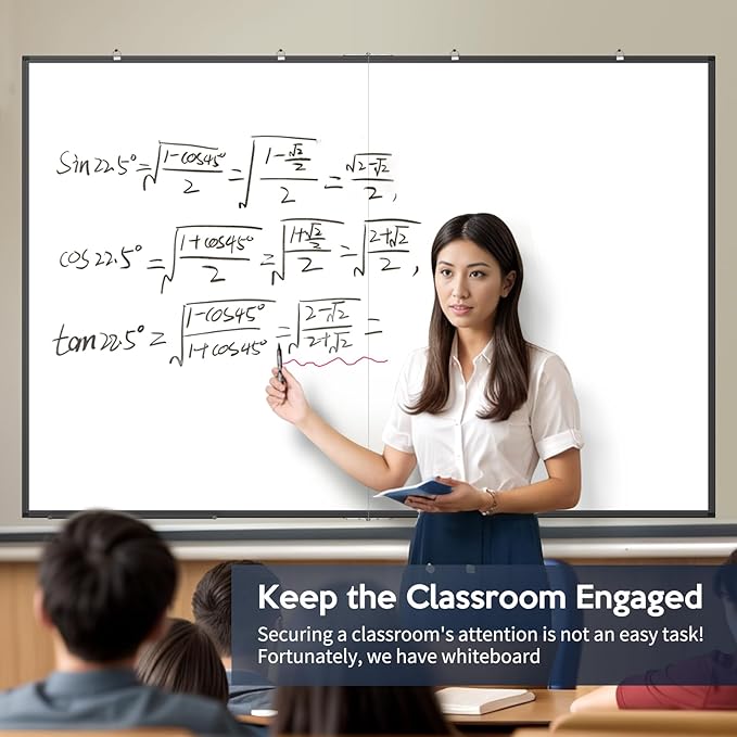 Large Whiteboard, Double Magnetic White Board for Wall, Dry Erase Whiteboard for Office Home & School (Black, 72x48 inch)