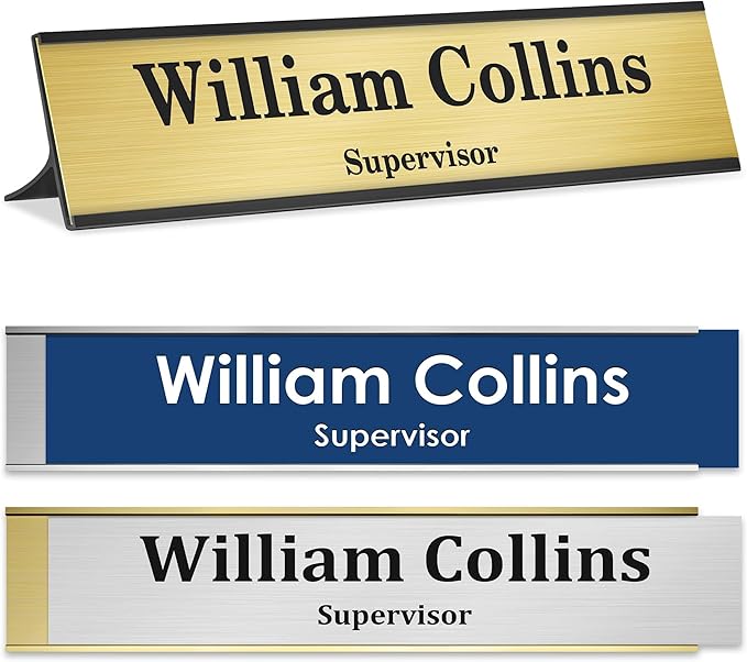 Name Plate for Desk, Personalized Plate, Custom Door Name Plate for Office Doors, Wall, Wall Holder, Laser Engraved, 2" x 10", 18 Color Options, Made in USA by My Sign Center.