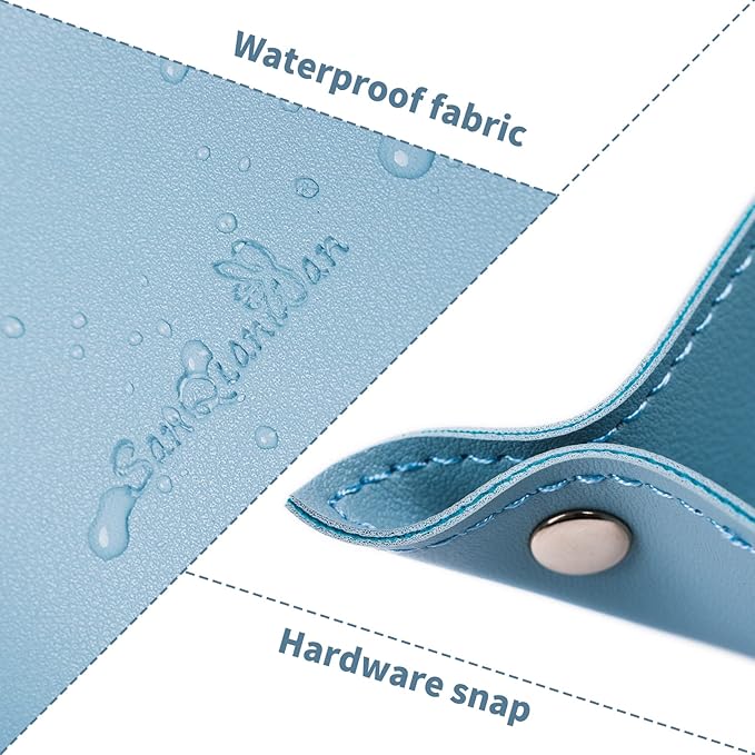 SANQIANWAN Leather Jewelry Valet Tray for Women and Man, Portable Entryway Table Tray Bedside Nightstand Desk Tray Small Catchall Travel Dish Plate for Key,Wallet,Watch,Coin (Light Blue-B)