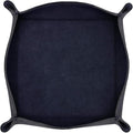 Maruse Italian Tumble Leather Valet Tray Organizer, Office Desk Accessory, Durable Leather Handmade in Italy (Navy Blue)