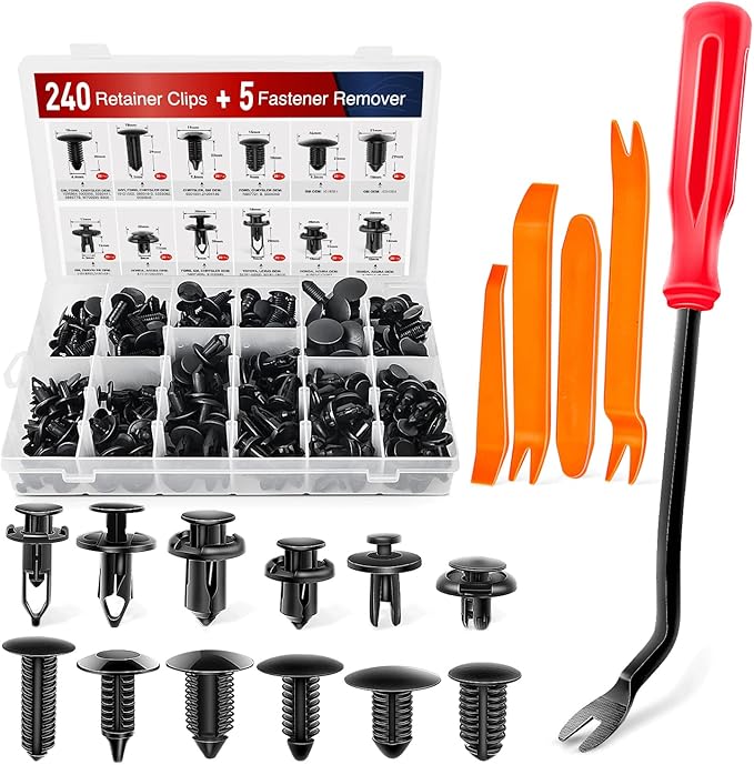 Nilight 240PCS Bumper Retainer Clips, Car Plastic Rivets Fasteners Remover Push Retainer Kit -Door Trim Panel Clips for Toyota GM Ford Honda Acura Chrysler,2 Years Warranty