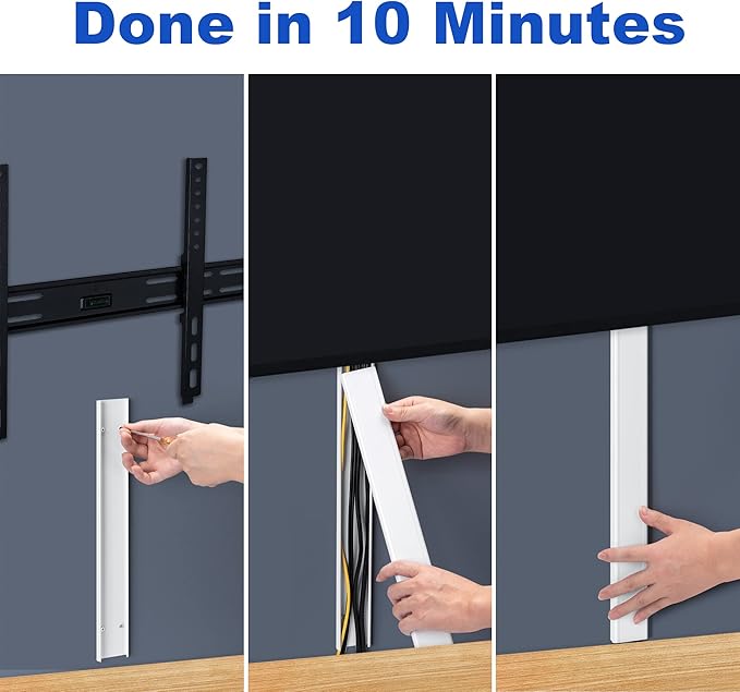 ZhiYo TV Cord Hider for Wall Mounted TV 34in(2X L17in), Large Cord Cover Wall, PVC Cable Management Raceway Kit, Wire Hider for Wall, Black Wire Concealer, W2in x H0.7in