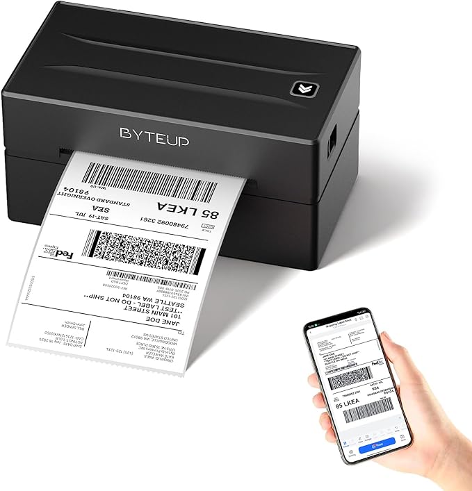 Bluetooth Thermal Shipping Label Printer, Wireless 4x6 Shipping Label Printer for Small Business, Support iOS, Android, Windows and Mac, Compatible with Amazon, Ebay, Shopify, Etsy, USPS.