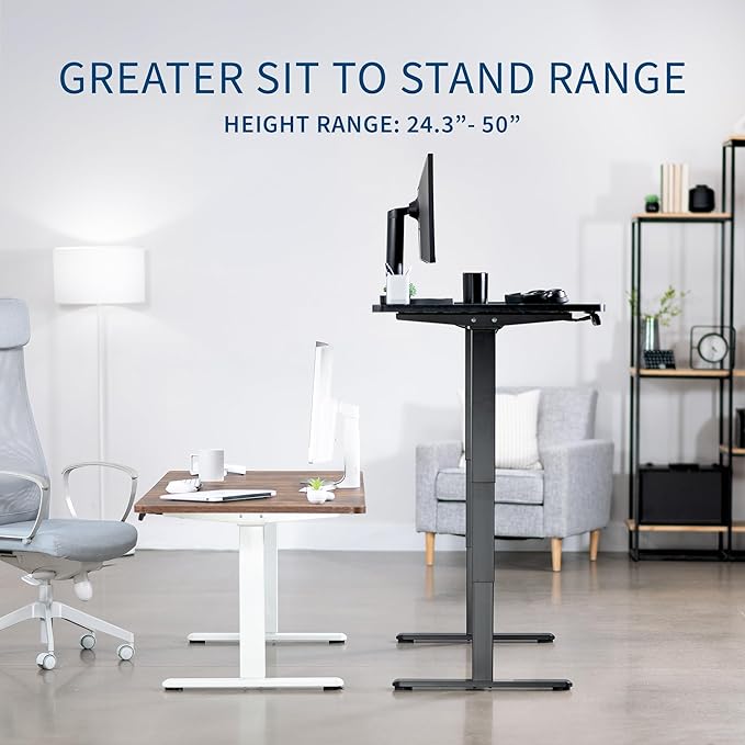 VIVO Electric 63 x 32 in Dual Motor Standing Desk, Memory Height Adjustment, 2B Series, Dark Walnut Top Black Frame, DESK-KIT-2B1D