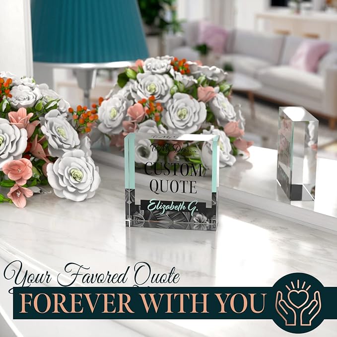 Custom Acrylic Sign Personalized, Custom Desk Name Plate, 18 Styles, (4"x4"), With Gift Box, USA Made by Acryluxe. (Holman)