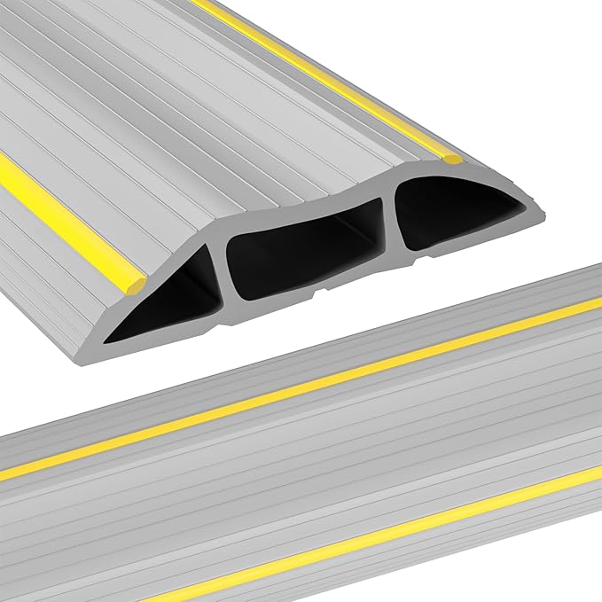 AGPTEK Heavy Duty Floor Cable Cover Cable Protector, 6.5 Ft Floor Cord Protector 3 Channels Floor Cord Cover (Mid Channel 0.93") Contains Cords, Cables and Wires, Good for Office, Home, or Outdoor