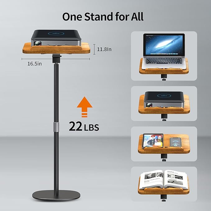 NAMON 2 in 1 Dual-use Music Stand & Desktop Book Stand, 100% Solid Wood, Height Adjustable from 16.5" to 51", with Page Paper Clip for Cookbooks, Sheet Music (with Large Panel: 16.5 * 11.8IN)