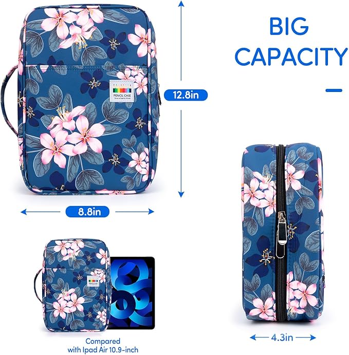 YOUSHARES 300 Slots Color Pencil Case - Pen Case Organizer with Handy Wrap & Zipper, Multilayer Holder for Prismacolor Colored Pencils & Gel Pen (Magnolia)