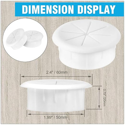 2" White Desk Grommet, JTemgle Flexible Cable Grommet Rubber Cable Hole Cover Wire Organizer Caps Desktop Cord Management for Home Office TV Stands Tabletops, 5 Pieces