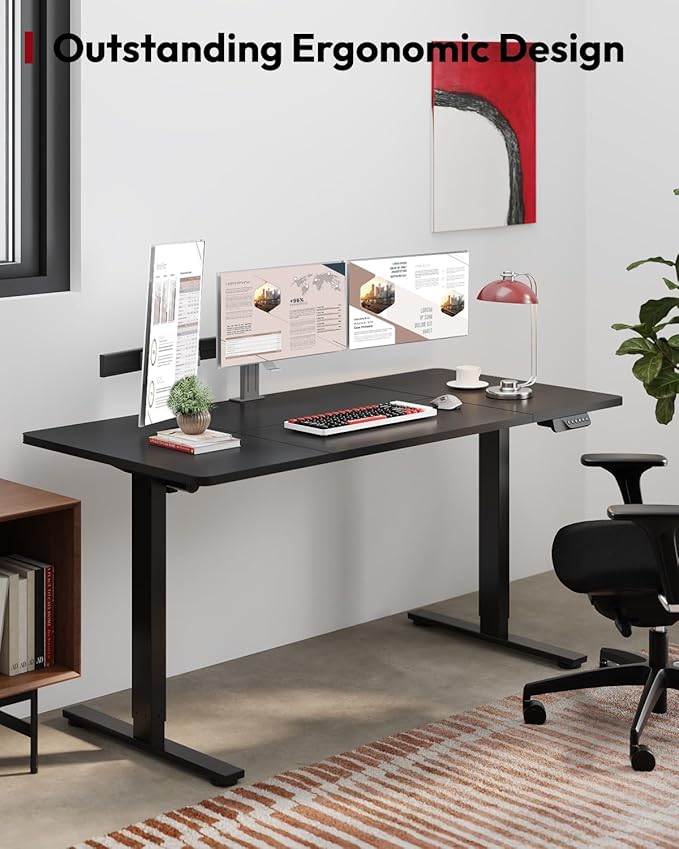 SANODESK Standing Desk Height Adjustable Electric Stand up Desk 71x32 Inches Sit Stand Home Office Desk with Splice Board, Black Frame/Black Top