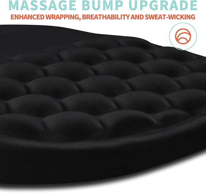 Ergonomic Mouse Pad Wrist Support with Memory Foam Massage Bulge, Carpal Tunnel Pain Relief Mousepad Wrist Rest for Mouse(12x8 inch, Black)