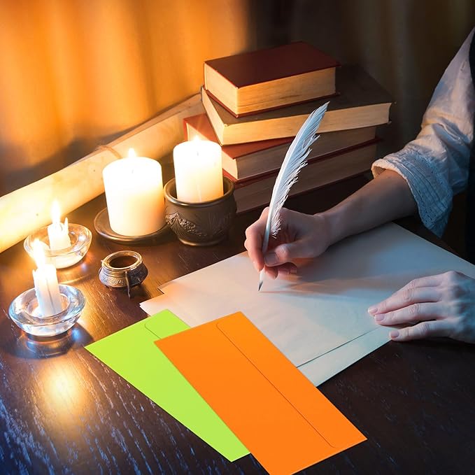 500 Pcs #10 Colored Envelopes Letter Size Business Envelopes Neon Adhesive Standard for Office Check Invoices Letters Letterhead Invitations Announcements 4-1/8 x 9-1/2''(Neon Color)