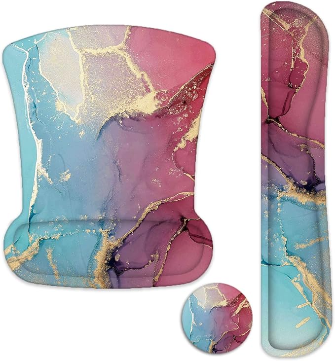 LATEEFAH Mouse Pad with Wrist Rest, 3-in-1 Gaming Mouse Pad, Keyboard Wrist Rest, Ergonomic Memory Foam Mousepad with Wrist Support for Computer Keyboard