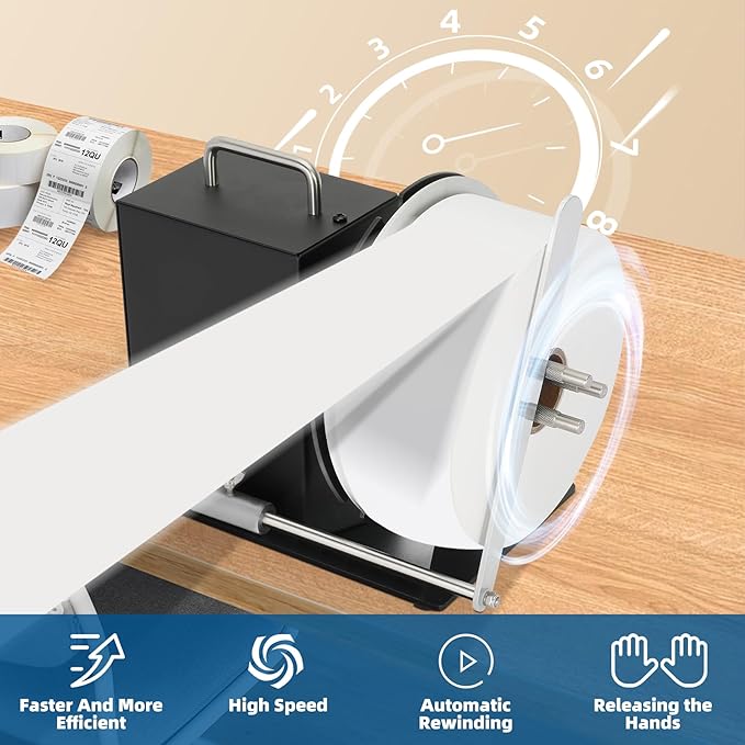 Automatic Label Rewinder Machine,Update Label rewinder Supports 1"/1.5"/3" Core Holder,Max Label Width 4.72" and 2 Way Winding Direction,Rewinding Speed can be Automatically Adjusted with Printer