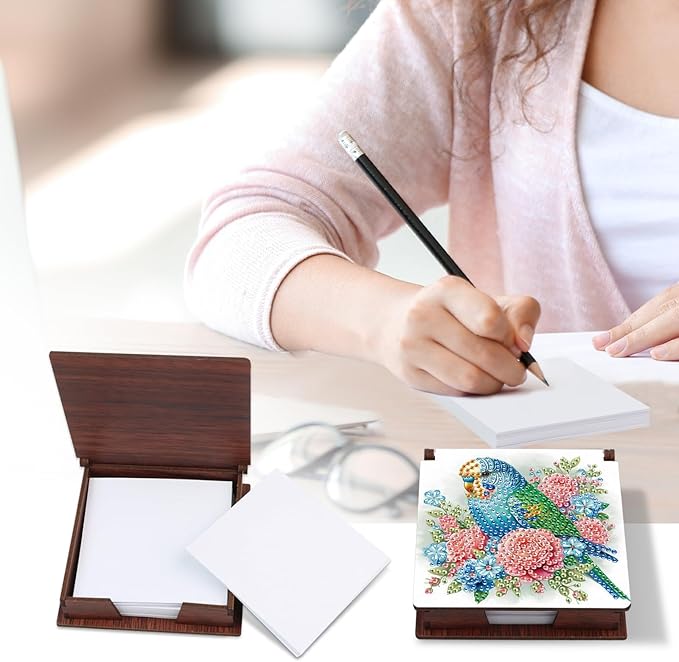 Formeydemi Bird Diamond Painting Kit Note Box,Memo Paper Storage Box Diamond Art,Sticky Note Holder Diamond Art,Diamond Painting Memo Pad For Office Desk. (Bird)