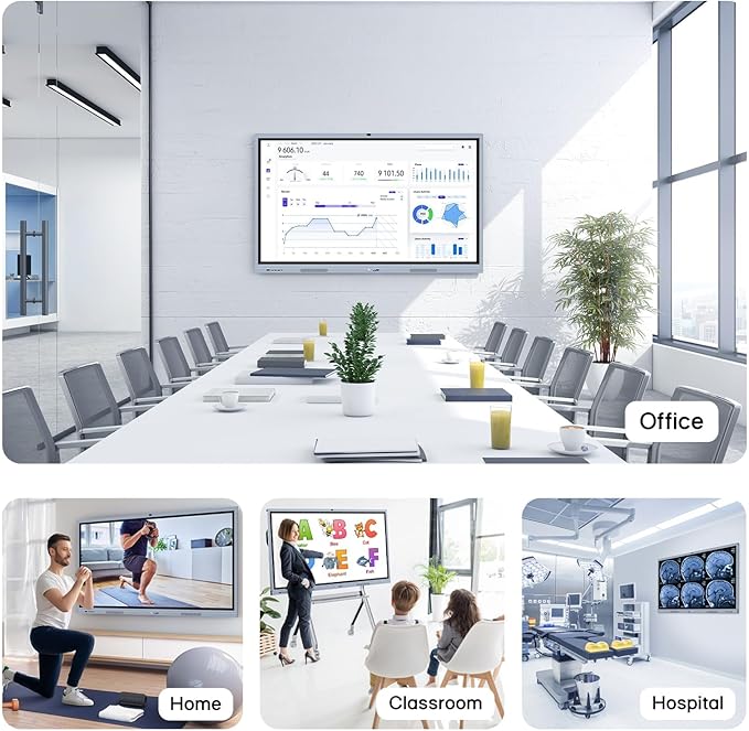 65" 4K UHD Smart Board Pro with 16MP Camera - Executive Touch Screen Display for Boardrooms, Dual-OS Wireless Collaboration System & Video Conferencing