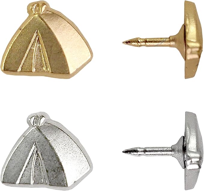 Tent Push Pins - Silver Camping Tent Pin - for Cork Board, Maps, or Lapel Pin Use - Designed in USA - Set of 10