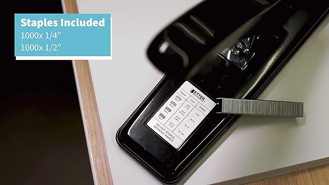 Better Office Products Heavy Duty Commercial Stapler with 2,000 Staples, Black Polished Steel, 100 Sheet High Capacity, Rounded Ergonomic Lever & Weighted Stability Base, Jam Free Large Stapler,
