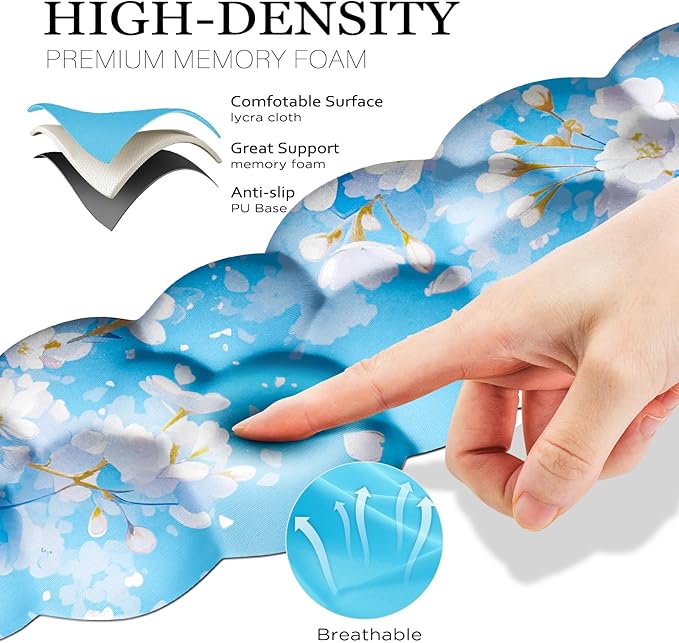 JIKIOU Cloud Wrist Rest Keyboard, Cloud Keyboard Wrist Pad Set with Comfortable Cloth, Cute Arm Rest for Palm Support, PC/Gaming Desk Accessories/Office Setup/Computer Hand Cushion Sakura