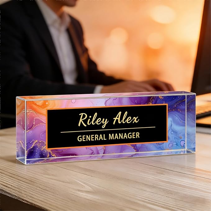 Desk Name Plate Personalized, Office Decor Cute Desk Accessories for Employee Appreciation Gifts Office Gifts for Boss, Teacher (S1)