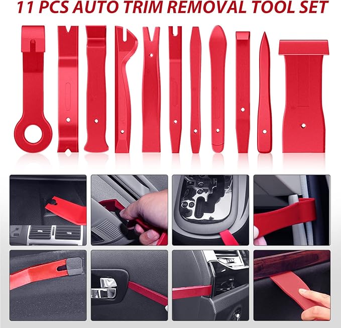Nilight 200Pcs Trim Removal Tool, Auto Push Pin Bumper Retainer Clip Set Fastener Terminal Remover Adhesive Cable Clips Round Handle Crowbar Kit Car Panel Radio Auto Clip Pliers