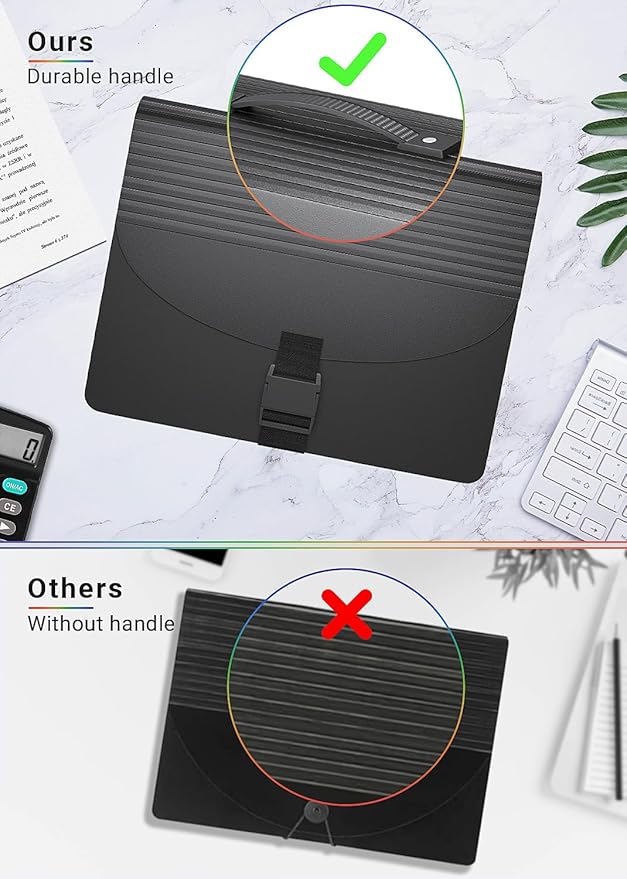 Expanding File Folders,Accordion File Organizer with Handle,25 Pockets Expandable File Folder Portable Filing Box,Adjustable Support Strap,Colored Tabs.Papers Bills Documents Organizer,A4/Letter Size