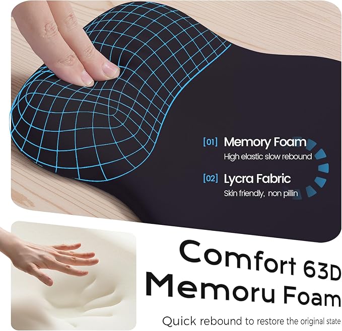 Mouse Pad with Wrist Rest - Black Mousepad with Wrist Support, Ergonomic Mouse Pad with Wrist Rest for Mouse Gaming Laptop Work