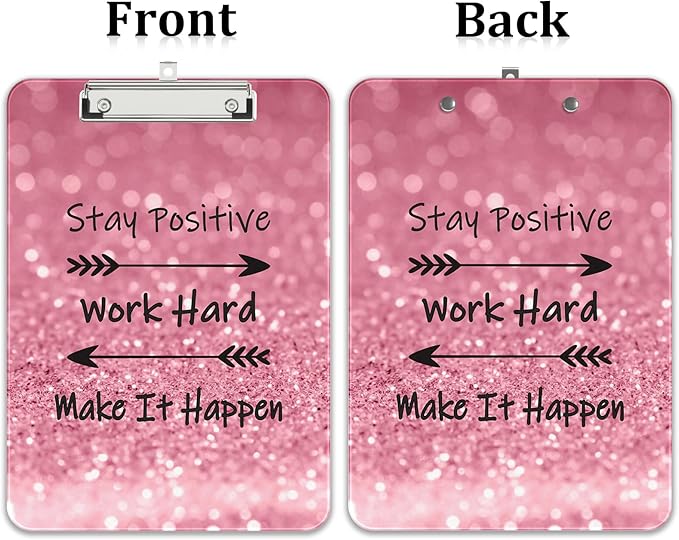 Rimilak Plastic Clipboards with Metal Clip, A4 Letter Size 9 x 12.5 in, Office Decorative for Students Women Men and Kids, Cute Custom Pattern, Work Hard
