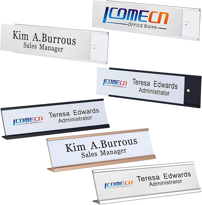 Personalized Office Name Plates Aluminum Hot Printing Custom Office Wall or Desk Name Plates 2" x 8" (Input-Texts)