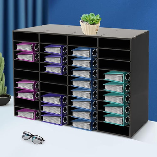 36 Slot Paper Organizer 36 Compartment Classroom Mailbox Adjustable Mail Sorter Desktop File Sorter, Paper Trays for Classroom, Office, Home (Black)