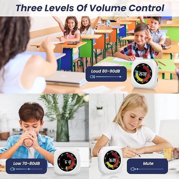 Visual Timer for Kids, 10 Hours Countdown/Up, with Rechargeable, 3 Volume Levels, 3 Brightness Display, and Magnetic, Homeschool Study Tool, Large Digital Timers for Classroom, Kitchen