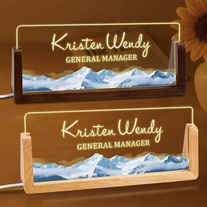 Ships Next Day, Custom Name Plate for Desk - Business Light Up Acrylic Desk Name Plate Personalized Elegant Office Gift for Boss Coworker Teacher Employee Appreciation Gift, Office Decor for Women Men