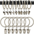AMZSEVEN 100 Pack Metal Curtain Rings with Clips, Drapery Clips Hooks, Decorative Curtain Rod Clips 1.5 in Interior Diameter, Matte Silver